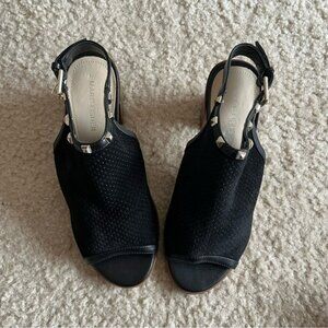 marc fisher | suede studded peep toe chunk heels | size 8